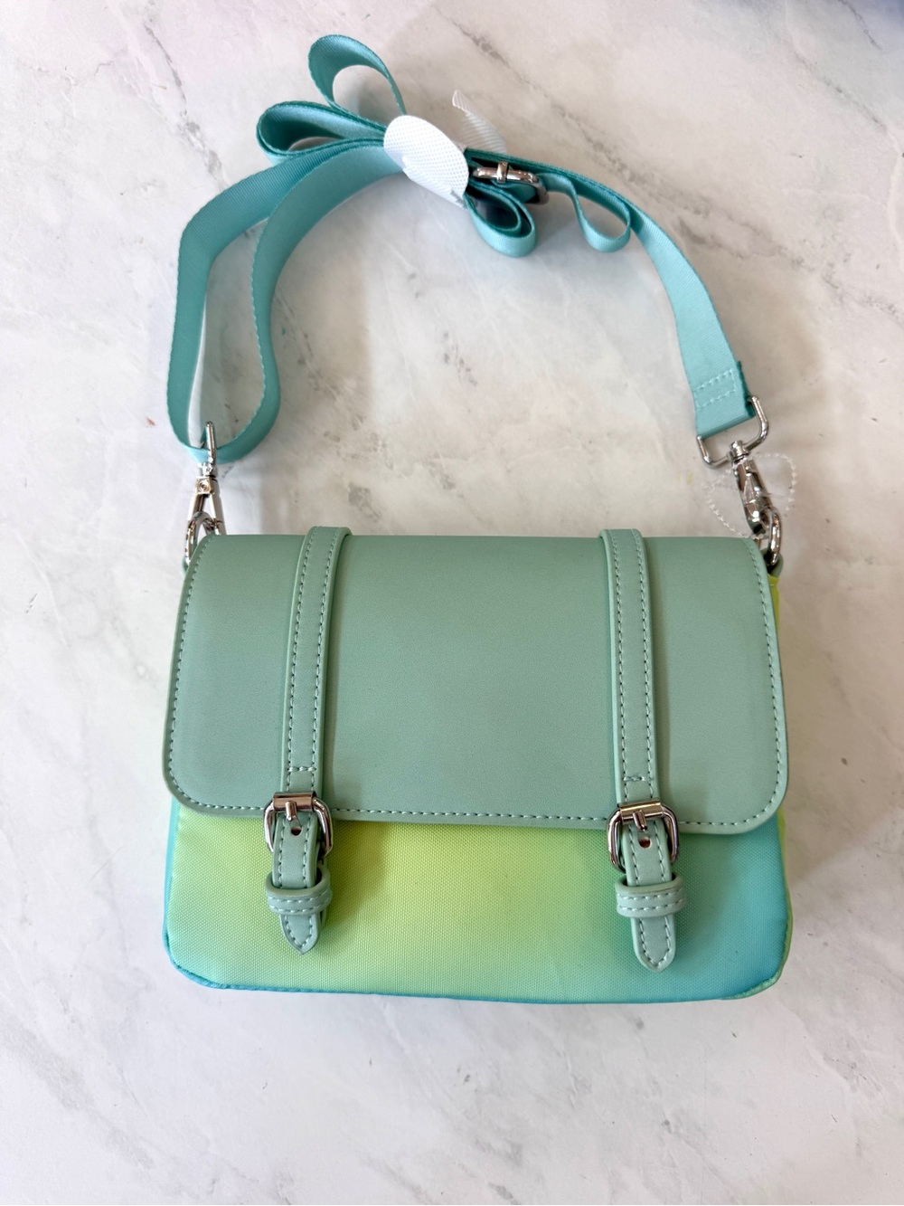 Pastel Mint to Yellow Ombré Gradient Mini Satchel Crossbody Bag – NWOT